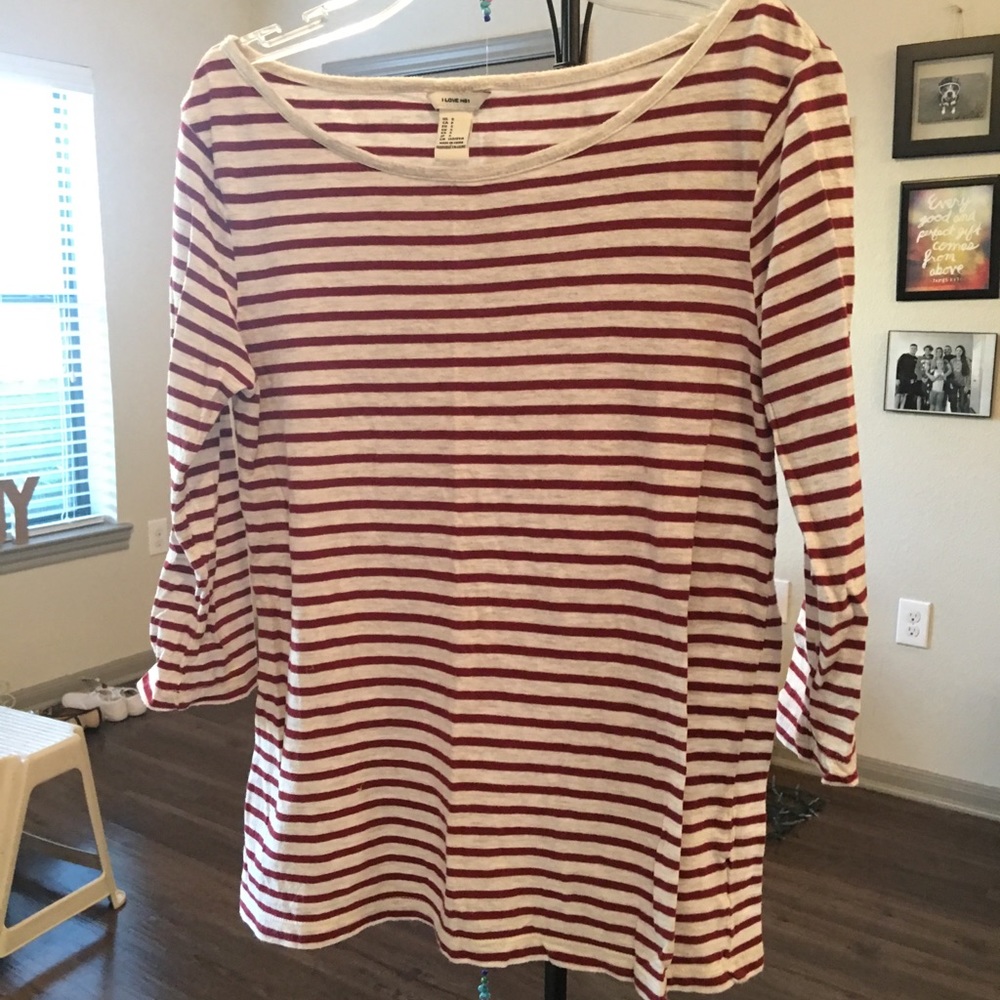 Forever21 Burgundy Stripe Knit Top